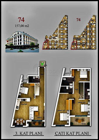 شقة 1 + 1 للبيع في مشروع جديد في فتحية