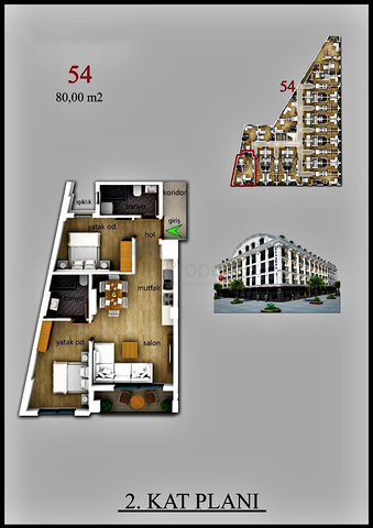 شقة 1 + 1 للبيع في مشروع جديد في فتحية
