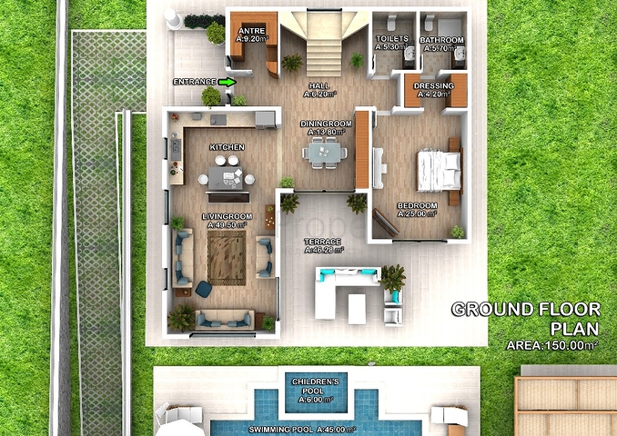 فيلا على المخطط 4 غرف نوم في أوزوملو فتحية