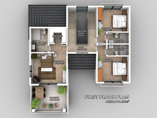 فيلا على المخطط 4 غرف نوم في أوزوملو فتحية