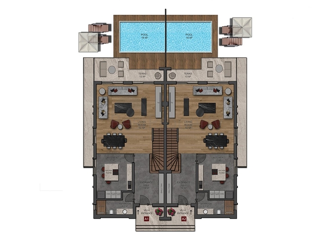 فلل فاخرة 4 + 1 في دوشيميتي أنطاليا