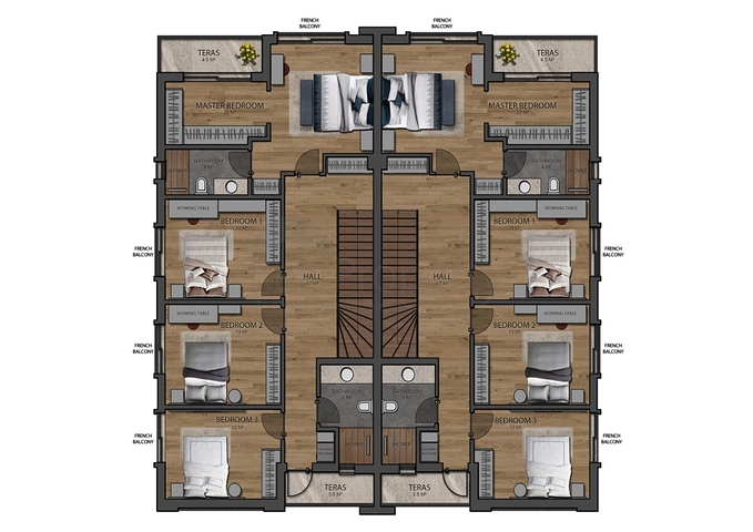 فلل فاخرة 4 + 1 في دوشيميتي أنطاليا