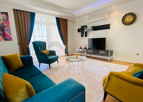 اطلالة مفتوحة -شقة زاوية - تصميم 2 غرفة وصالة -اثاث انيق -في جيكجلي / الانيا 