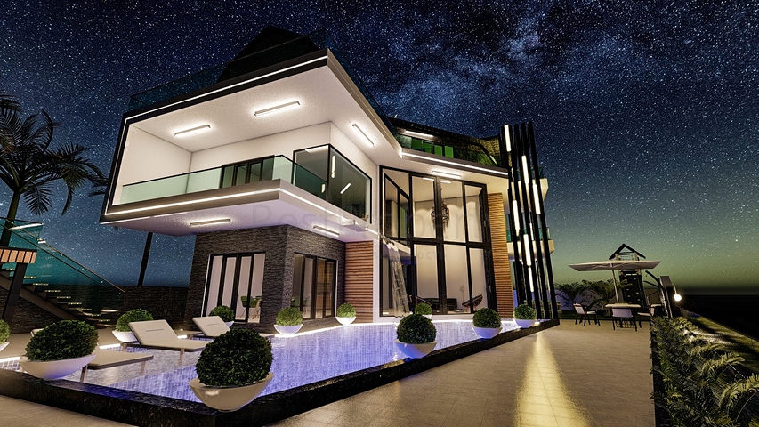 تصميم فاخر - اطلالة بحر - فيلا مستقلة 5 غرف وصالة -في كارجي جاك / الانيا 