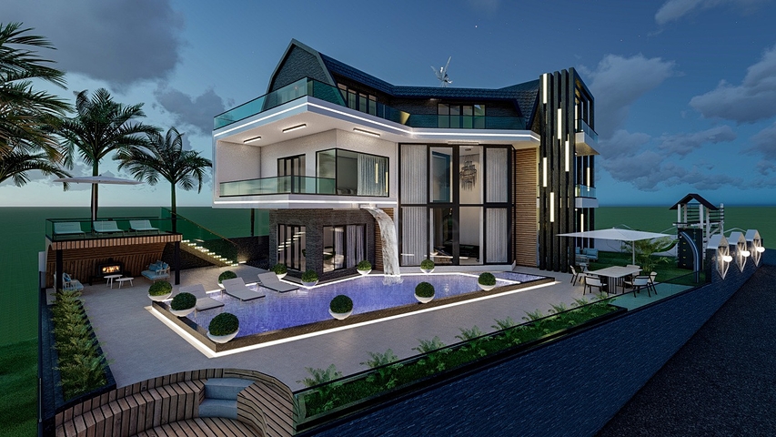 تصميم فاخر - اطلالة بحر - فيلا مستقلة 5 غرف وصالة -في كارجي جاك / الانيا 