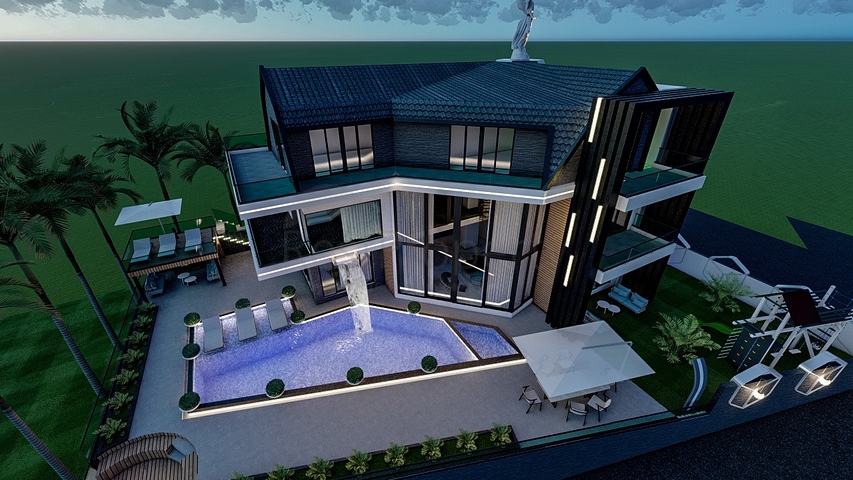 تصميم فاخر - اطلالة بحر - فيلا مستقلة 5 غرف وصالة -في كارجي جاك / الانيا 