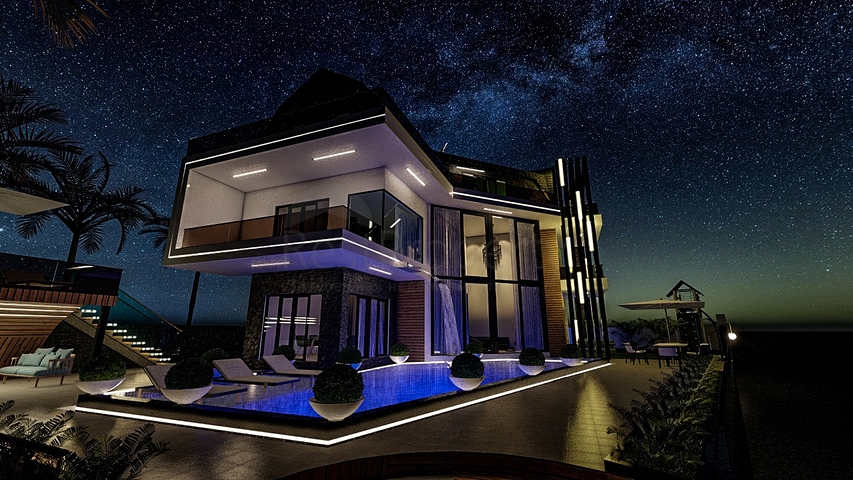 تصميم فاخر - اطلالة بحر - فيلا مستقلة 5 غرف وصالة -في كارجي جاك / الانيا 