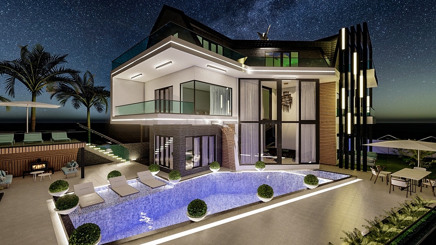 تصميم فاخر - اطلالة بحر - فيلا مستقلة 5 غرف وصالة -في كارجي جاك / الانيا 