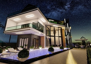 تصميم فاخر - اطلالة بحر - فيلا مستقلة 5 غرف وصالة -في كارجي جاك / الانيا 