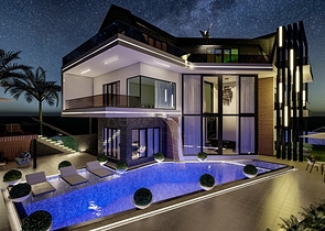 تصميم فاخر - اطلالة بحر - فيلا مستقلة 5 غرف وصالة -في كارجي جاك / الانيا 