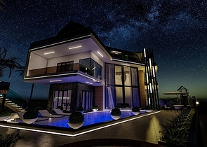 تصميم فاخر - اطلالة بحر - فيلا مستقلة 5 غرف وصالة -في كارجي جاك / الانيا 