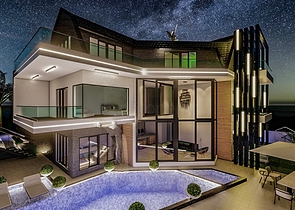 تصميم فاخر - اطلالة بحر - فيلا مستقلة 5 غرف وصالة -في كارجي جاك / الانيا 