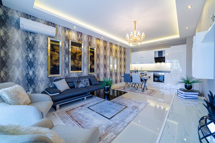 شقة انيقة ضمن مجمع حديث فاخر - تصميم 1+1 مع الاثاث -في كارجي جاك / الانيا 