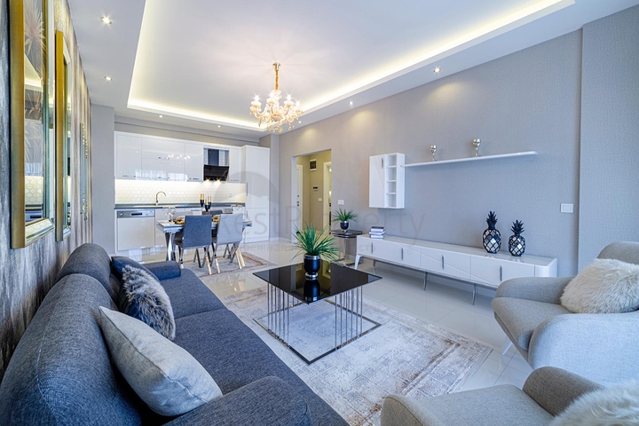 شقة انيقة ضمن مجمع حديث فاخر - تصميم 1+1 مع الاثاث -في كارجي جاك / الانيا 