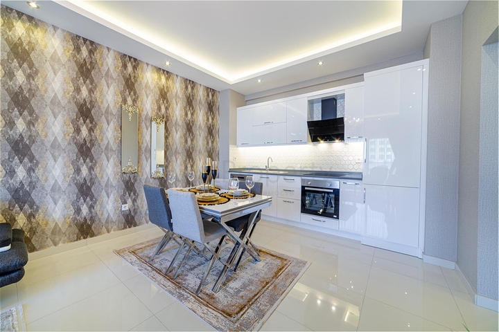 شقة انيقة ضمن مجمع حديث فاخر - تصميم 1+1 مع الاثاث -في كارجي جاك / الانيا 