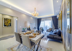 شقة انيقة ضمن مجمع حديث فاخر - تصميم 1+1 مع الاثاث -في كارجي جاك / الانيا 