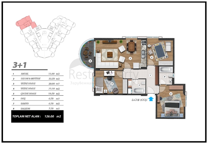 تصميم حديث - شقق ضمن مجمع سكني حديث -في مهموتلار / الانيا 