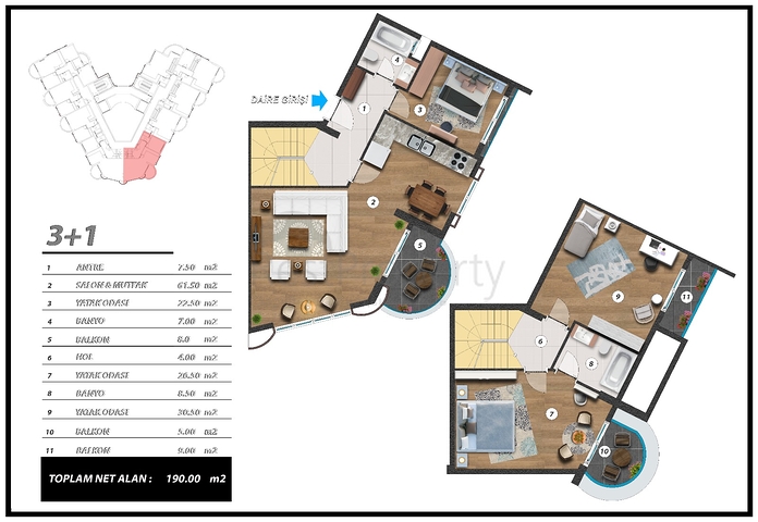 تصميم حديث - شقق ضمن مجمع سكني حديث -في مهموتلار / الانيا 