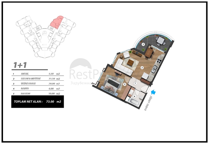تصميم حديث - شقق ضمن مجمع سكني حديث -في مهموتلار / الانيا 