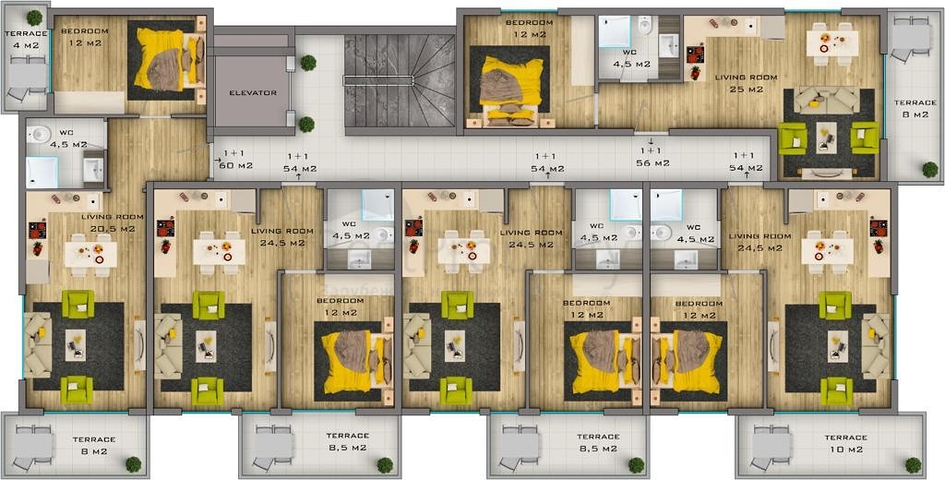 شقق بالتقسيط - ضمن مجمع سكني حديث -في مهموتلار / الانيا 