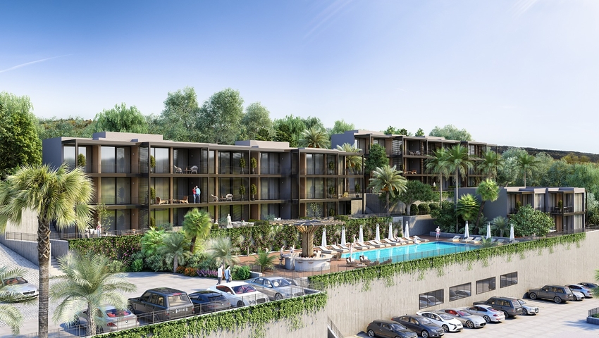 سعر منافس - شقة 2 غرفة وصالة -ضمن مجمع فاخر في بودروم 