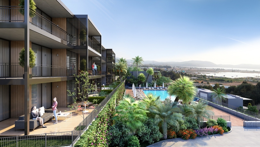 سعر منافس - شقة 2 غرفة وصالة -ضمن مجمع فاخر في بودروم 