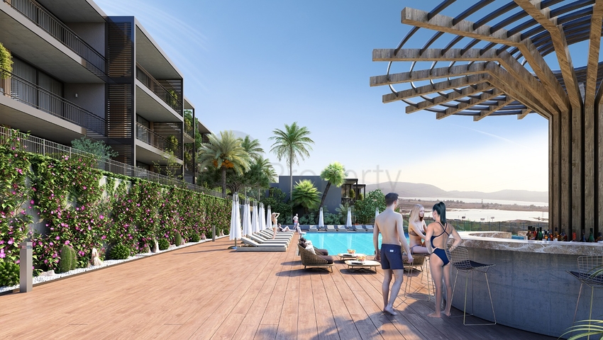 سعر منافس - شقة 2 غرفة وصالة -ضمن مجمع فاخر في بودروم 