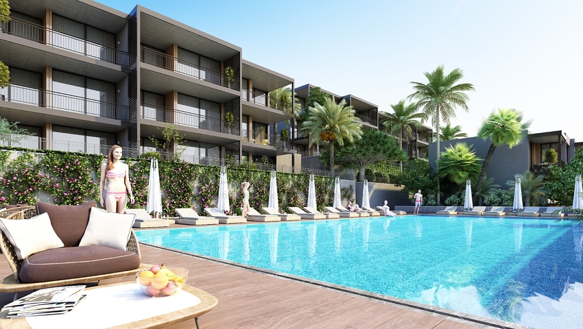 سعر منافس - شقة 2 غرفة وصالة -ضمن مجمع فاخر في بودروم 