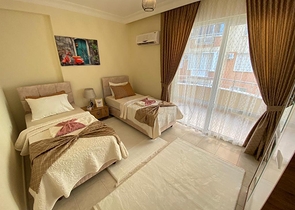 شقة اطلالة بحر في الانيا -تصميم 1+2 - مفروشة -في مهموتلار / الانيا 