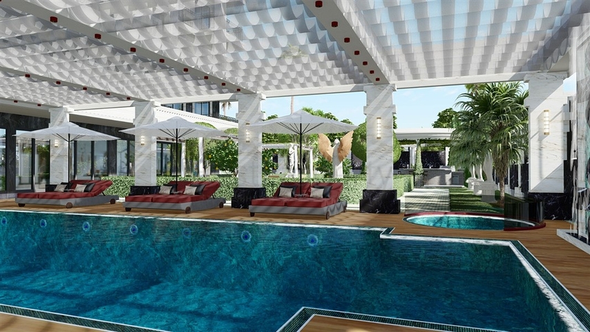 مجمع سكني فاخر بالقرب من البحر في المرحلة الأولى من البناء