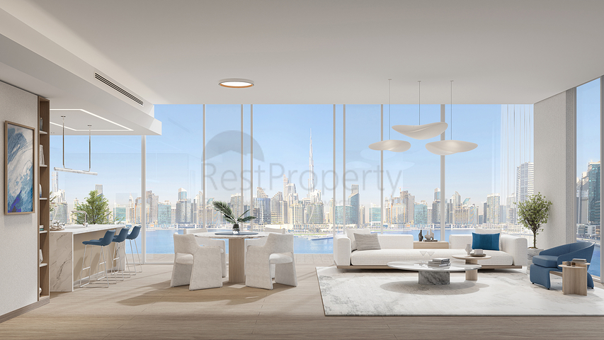 عقارات على الكورنيش على طول القناة في الخليج التجاري