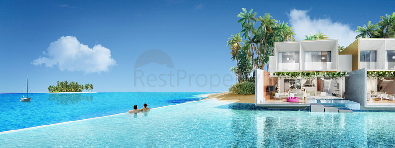 منازل مع حمامات سباحة خاصة وشواطئ في أرخبيل العالم في دبي