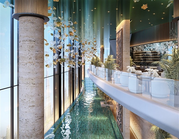 شقق فاخرة مطلة على المدينة في ناطحة سحاب في دبي