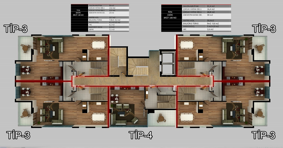 تصميم عصري - شقق ضمن مجمع سكني حديث - مهموتلار / الانيا 