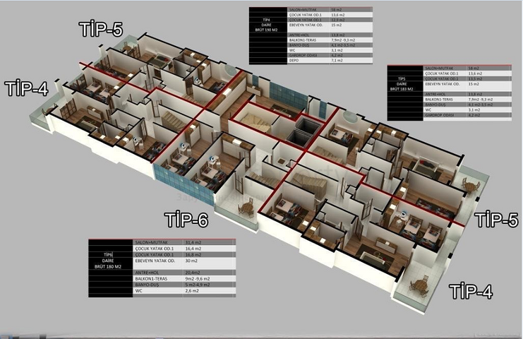 تصميم عصري - شقق ضمن مجمع سكني حديث - مهموتلار / الانيا 