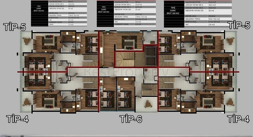 تصميم عصري - شقق ضمن مجمع سكني حديث - مهموتلار / الانيا 