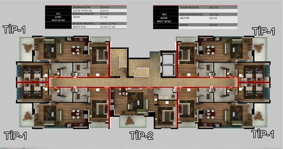 تصميم عصري - شقق ضمن مجمع سكني حديث - مهموتلار / الانيا 