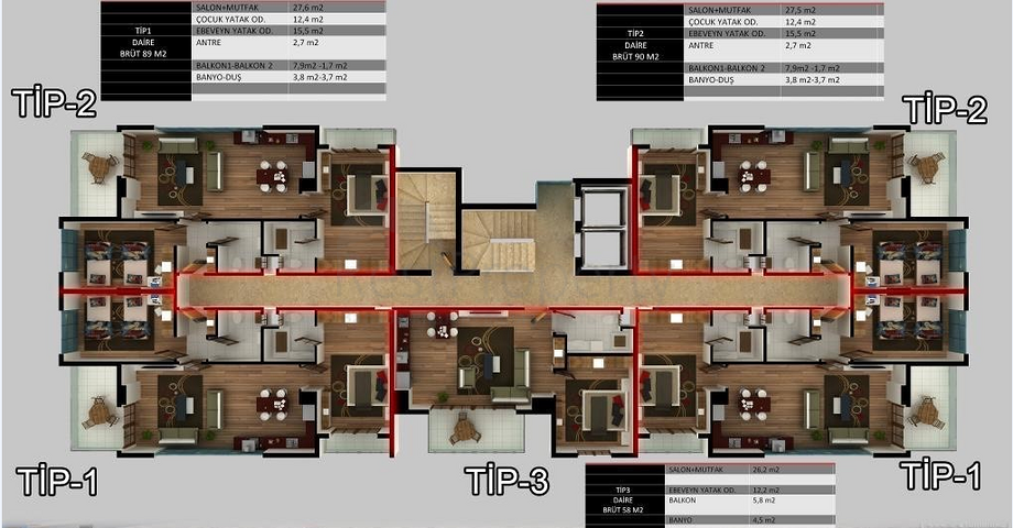تصميم عصري - شقق ضمن مجمع سكني حديث - مهموتلار / الانيا 