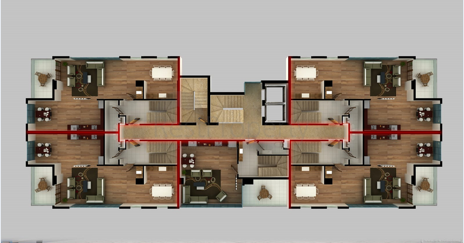 تصميم عصري - شقق ضمن مجمع سكني حديث - مهموتلار / الانيا 