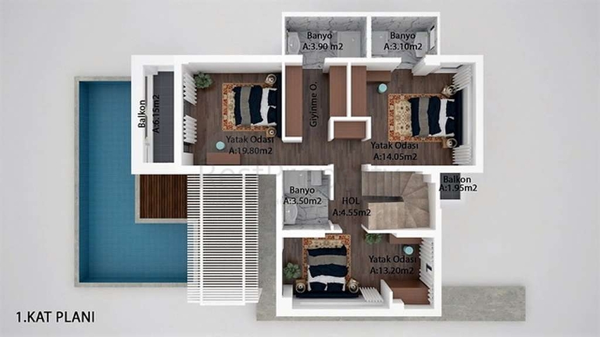 فيلا فاخرة 6 + 1 مع مسبح خاص في كاليس فتحية