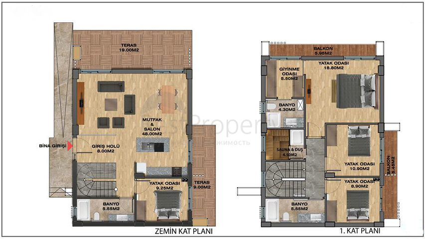 فلل في منطقة تشاميوفا ، كيمير - أنطاليا.
