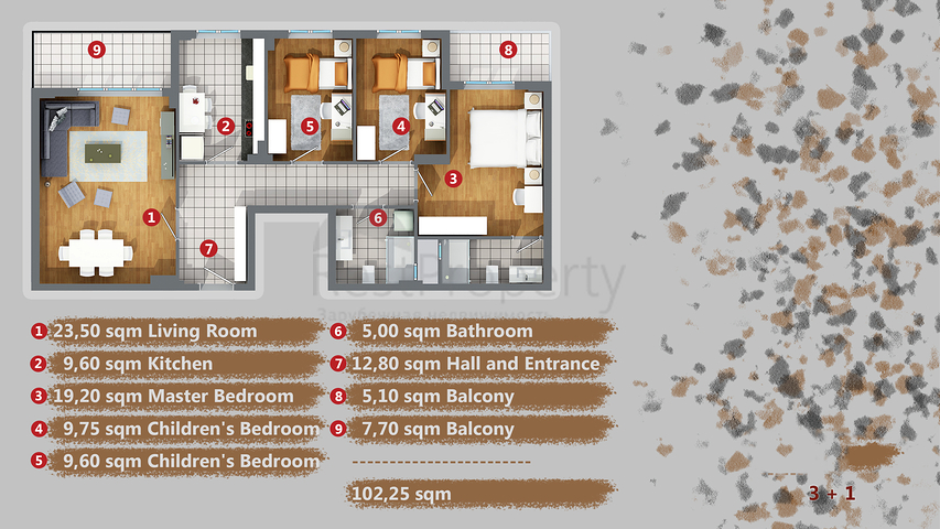 شقق 1 + 1 ، 2 + 1 ، 3 + 1 في منطقة كيبيز - أنطاليا