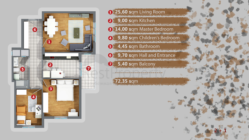 شقق 1 + 1 ، 2 + 1 ، 3 + 1 في منطقة كيبيز - أنطاليا