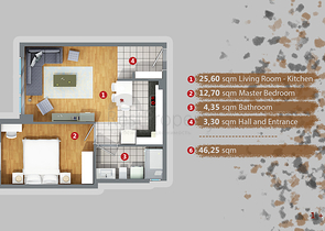 شقق 1 + 1 ، 2 + 1 ، 3 + 1 في منطقة كيبيز - أنطاليا