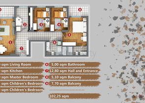 شقق 1 + 1 ، 2 + 1 ، 3 + 1 في منطقة كيبيز - أنطاليا