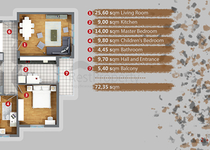شقق 1 + 1 ، 2 + 1 ، 3 + 1 في منطقة كيبيز - أنطاليا