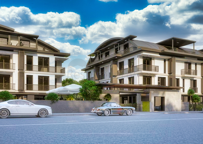 شقق 1 + 1 ، 2 + 1.3 + 1.4 + 1 في مجمع مريح في منطقة لارا - أنطاليا