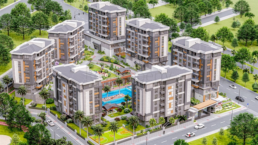 شقق 3 + 1 في مجمع جديد من المطور كيبيز / انطاليا