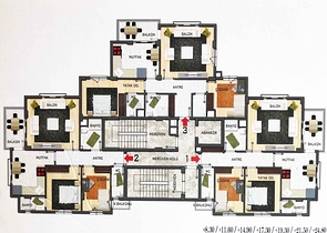 شقق 2 + 1 ، 3 + 1 في منطقة كيبيز - أنطاليا