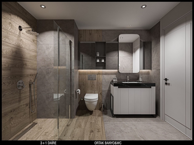 تخطيط شقق 3 + 1 ، 4 + 1 في منطقة أولوش - أنطاليا